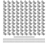 Aluminium Wire Fence Clips, 100 Sets Cattle Panel Cage Clamp with Screws, Sturdy Silver Fastener for Livestock Fencing, Garden Enclosure and Animal Pens