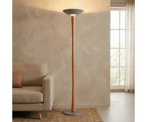 Aluminor Eden LED uplighter, pear wood, grey, 4,000 K