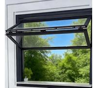 Aluminud Folding Service Window, Tempered s Concess Window with Locking Handle, Ideal for Cafés & Kitchens, 24x17in (61x43cm)