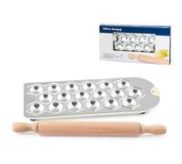 Aluminum 18 Ravioli Hexagonal Mold Standard Workshop with Rolling Pin