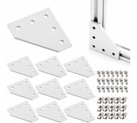 Aluminum 3030 Corner Bracket Joining Plate 10Pcs L Shaped 5 Hole Corner Bracket Connector with 50 Pieces T Nuts + 50 Pieces M6 Screes for 30 x 30mm Series Aluminum Extrusion Profile