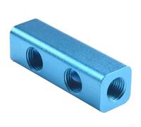 Aluminum /4" for NPT 5-Port Air Manifold Block Splitter for Industrial Pneumatic Systems - in 5 Out, 0- MPa Working Pressure, Nickel-Plated Blue
