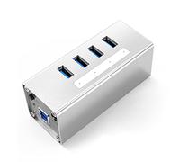 Aluminum 4 Port USB3.0 Splitter USB HUB Support BC1.2 Charging with 12V2A Power Adapter for Laptop PC Accessories (Color : Silver)