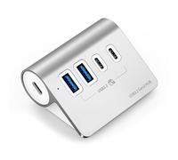 Aluminum 4Port USB 3.2 Hubs Powered PD60W Charging 10Gbps USB C Splitter with Power Adapter for PC