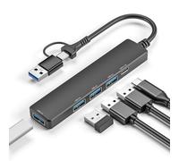 Aluminum 5 in 1 USB Hub USB C Hub, Multiport USB Splitter Adapter with 1 USB 3.0, 3 USB 2.0 &Type-C Data Power Ports for MacBook Pro, ipad, Laptop, Dell, HP, for iPhone 16 15 and More USB-C Devices