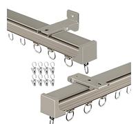 Aluminum ain Rod 50-600 cm Adjustable 1-way with Quiet Rollers Ceiling or Wall Mount Ideal for Bedroom Champagne Color Includes Clips 265 cm Length