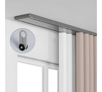 Aluminum ain Track System 2Channel Ceiling Mount Quiet ain Rail Set with Hook & Loop 2.8m Grey for Living Room & Bedroom ains