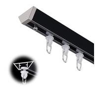Aluminum ain Track System - Clete 1-Track Rail Set for Easy Hanging - Single-Run ain Rod for Room Dividers, Bedrooms, Balconies, Offices, Hotels - Black, 2m/6.56FT