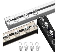 Aluminum ain Track System for Ceiling & Wall Mount Room Divider 300cm Black Includes Metal ain Clips for Balcony Privacy Easy Installat