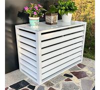 Aluminum Air Conditioner and Heat Pump Cover , Mini Split Air Conditioner Cover for Outside Units , fence to hide air conditioner , outer materia , Suitable for indoor and outdoor ( Color : White flat