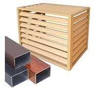 Aluminum Air Conditioner Cover Fence Outdoor Air Conditioner Cover Privacy Screen Freestanding Louvered Space Divider Air Conditioner Fence Screen Plant Display Rack 100x50x70cm 110x60x80cm(Beige,100x