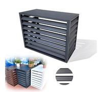 Aluminum Air Conditioner Cover & Heat Pump Shield Outdoor Unit Privacy Fence Screen Plant Storage Shelf Flower Rack & Noise Reduction Shutters (Color: Green)