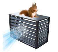 Aluminum Air Conditioner Cover with Theft Protection & Noise Reduction for Heat Pumps Fence Decor Hidden Planter Stand (Black)