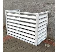 Aluminum Air Conditioner Enclosure Outdoor Unit Protection Screen for AC & Heat Pump Racks White 3-Sided Shutters Size: 100cm - Weatherproof &