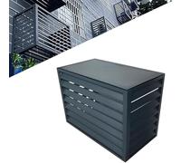 Aluminum Air Conditioner Heat Pump CoverOutdoor & Indoor Mini Split Unit 110x60x80cm Gray Flat Roof Stylish Fence to Conceal AC Units Weatherproof Protection