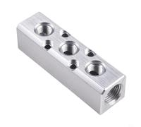 Aluminum Air Hose Inline Manifold Block Splitter, G1/4 Threaded Fitting for Pneumatic Systems, 4/5/6 Ports, 30mm x 30mm x 75-138mm, Silver(3 Way)