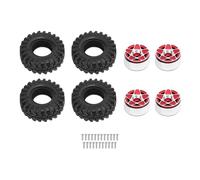 ALUMINUM ALLOY 1.0 RC WHEELS RIMS TOUGH TERRAIN UPGRADE AXIAL 1/24 CRAWLER (Red)