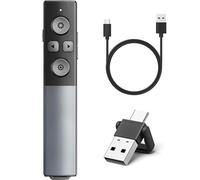 Aluminum Alloy & 2 in 1 USB C/A Presentation Clickers for PowerPoint Presentations, Rechargeable PowerPoint Clicker Wireless Presenter Remote, Presentation Pointer PPT Slide Clicker for Mac Computer