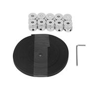 Aluminum Alloy 20 Tooth Synchronous Wheel Kit, 6mm Rubber Timing Belt for CNC 3D Printer, Pulley with Hex Wrench for Engraving Machine and Conveyor Systems