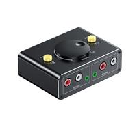 Aluminum Alloy 3.5 / 2RCA Sound Adapter, Two Way Sound Source Switching with Volumes Control No Power Required