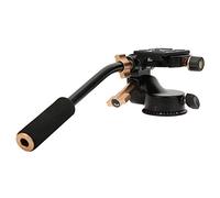 Aluminum Alloy 3 - Way Damping Tripod Head with Pan Bar Handle, 360° Pan Tilt Roll Control, Quick - Release Plate & Bubble Levels, for DSLR Camera, Mirrorless, Camcorder, Monopod