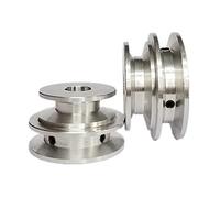 Aluminum Alloy 40/50MM Double Groove Pulley 8-20MM Fixed Bore V-Shape Pulley Wheel (15MM Hole Dia)