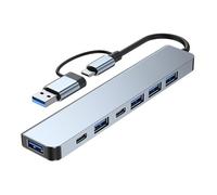 Aluminum Alloy 7 Port USB3.0 Type C Hub Concentrator Docking Station Rapid Charger for Notebook Laptop Computer USB Hub Data Transfer Rate
