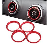 Aluminum Alloy Air Condition Air Vent Outlet Ring Cover Trim Decoration Sticker For AUDI A3 S3 2013-2016/Q2 2017 Accessories,car-styling 4pcs (Red)