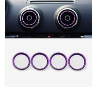Aluminum Alloy Air Condition Air Vent Outlet Ring Cover Trim Decoration Sticker For AUDI A3 S3 2013-2016/Q2 2017 Accessories,car-styling 4pcs (Purple)