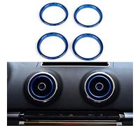 Aluminum Alloy Air Condition Air Vent Outlet Ring Cover Trim Decoration Sticker For AUDI A3 S3 2013-2016/Q2 2017 Accessories,car-styling 4pcs (Blue)