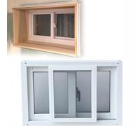 Aluminum Alloy Basement Window Replacement, Slider Windows with Tempered Glass and Screen for Bathroom Home Garage(White,111x46cm)