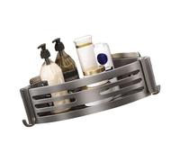 Aluminum Alloy Bathroom Corner Shelf None Drilling Shower Corner Shelf Organizers for Bathroom, Vanity, Dorm and Kitchen Adhesive Shower with High Edges for Shampoo Toiletries Kitchen Storage