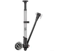 Aluminum Alloy Bicycle Pump with Pressure Gauge Supports 300 PSI for Efficient Inflation of For Mountain and Road Bike Tires Dual Valve Compatible with and (Silver)