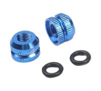Aluminum Alloy Bicycle Valve Nuts For Enhanced Air Tightness And Secure Locking On Road And Mountain Bike Tires, Replacement Parts With Sealing Ring, Red Blue Black Gold Colors Available(blue)