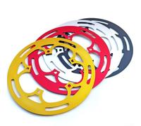 Aluminum Alloy Bike Chainring Guard for BCD 130mm, 50-54T Single Chainring Protector Cover, 235mm Diameter Shield to Prevent Scratches and Keep Clothes Clean, Red(Silver)