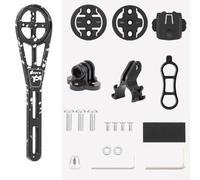 Aluminum Alloy Bike Computer Mount Bracket Extension Stand Compatible with Garmin Bryton Cateye GPS Computer Holder with Light Stand for Road Mountain Bicycle(BLACK WHITE)
