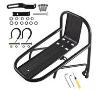 Aluminum Alloy Bike Front Rack, Luggage Carrier for Electric Bicycle & Mountain Bike, Triangular Support for Disc Brakes, Black(front rack+clamp)