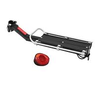 Aluminum Alloy Bike Rear Rack, Detachable Bicycle Cargo Rack with Tail Light and Bungee Cord for Universal Road Mountain Bikes, Supports Passenger and Heavy Loads