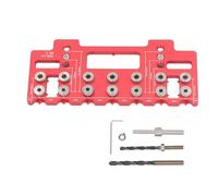 Aluminum Alloy Cabinet Door Hinge Hole Drilling Template with Hardened Steel Bushings - 32 mm Spacing Guide for Shelf Pins and Cabinet Handles - Includes 5 mm and 1/4 Inch Bits