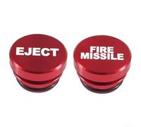 Aluminum Alloy Car Button Cover 2Pcs Red Missile Style