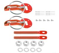 Aluminum Alloy Car Hood Lock Kit With Pin Bonnet Lock Latch For Secure Engine Protection And Vibration Prevention During High Speed Driving(Red)