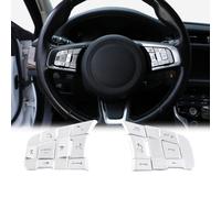 Aluminum Alloy Car Steering Wheel Button Sticker Compatible with J@gu@r XF/XF/E-PACE/F-PACE/F-TYPE 10 Pcs Steering Wheel Button lnner Decoration Cover(High-configuration-Silver)