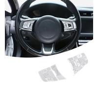 Aluminum Alloy Car Steering Wheel Button Sticker Compatible with J@gu@r XF/XF/E-PACE/F-PACE/F-TYPE 10 Pcs Steering Wheel Button lnner Decoration Cover(Mid-configuration-Silver)