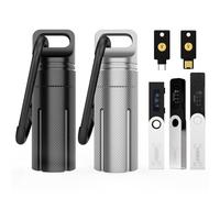 Aluminum Alloy Carrying Case Compatible with Ledger Nano X/S Plus YubiKey USB 5 5C NFC Nano, Waterproof & Shockproof USB Drive Storage, Secure Case for Cryptocurrency Cold Wallet (Black+Silver-2Pack)