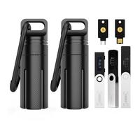 Aluminum Alloy Carrying Case Compatible with Ledger Nano X/S Plus YubiKey USB 5 5C NFC Nano, Waterproof & Shockproof USB Drive Device Storage, Secure Case for Cryptocurrency Cold Wallet (Black-2Pack)
