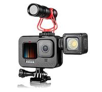 Aluminum Alloy Case for GoPro Hero 9 Black, Vlog Protective Frame Housing Shell Cage with 2 Cold Shoe Mount Compatible with Microphone and Lights