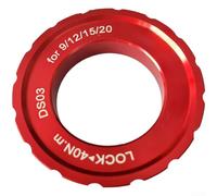 Aluminum Alloy Center Lock Disc Brake Lockring Cap for 9/12/15/20mm Axle Hubs, Lightweight Secure Locking Nut for Mountain Road Bike, Fixation Accessory(Red)