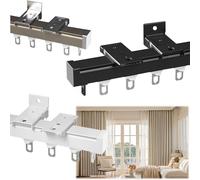 Aluminum Alloy Curtain Track System - Ceiling & Wall Mount Easy Installation Drapery Rails Gold Finish 500cm Length Ideal for Home Decor and Window Treatments
