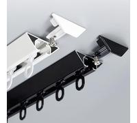 Aluminum Alloy Curtain Track, Ultra Thin Aluminum Alloy Curtain Track Ceiling Mount with Silent Rollers for Hospital Privacy Room Divider White and Black | Multiple Sizes(Black Monorail,2.20m/7.2ft)