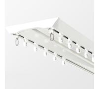 Aluminum Alloy Curtain Track, Ultra Thin Aluminum Alloy Curtain Track Ceiling Mount with Silent Rollers for Hospital Privacy Room Divider White and Black | Multiple Sizes(White Dual Rail,1.20m/3.9ft)